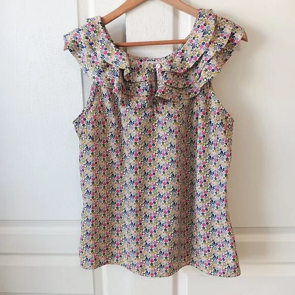 Liberty of London For Target Women's Floral Ruffle Neck Tank Top Size XL - Picture 13 of 13